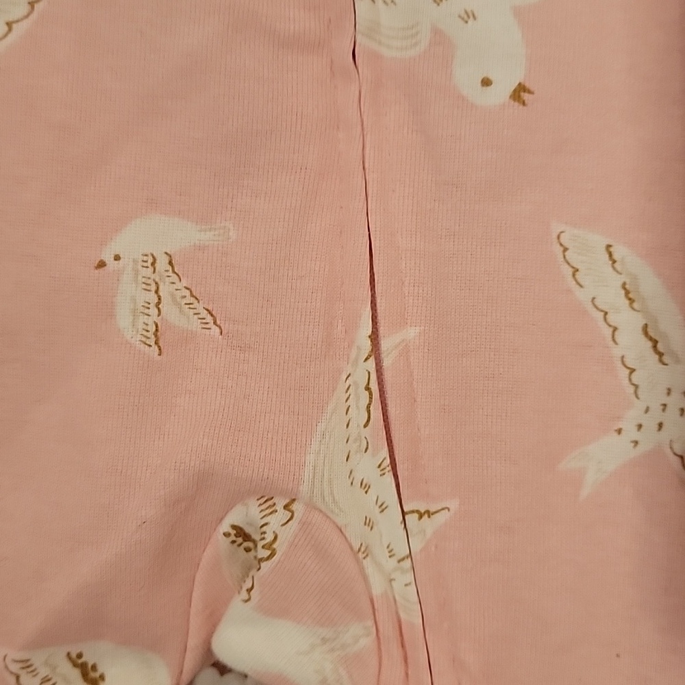 Carter's, baby girls 9M 2-piece set, pink and brown, long sleeves and footies. - Picture 10 of 11